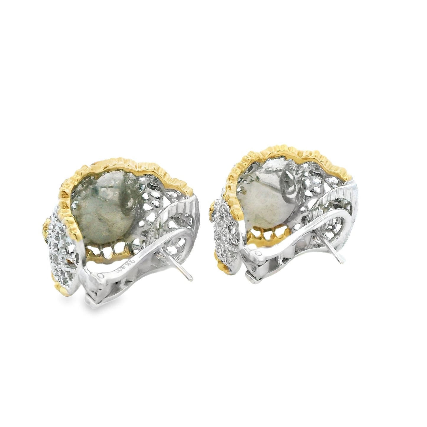 13.65cttw. Yellow Citrine Earrings in 14k Two Toned Gold 20.90g.