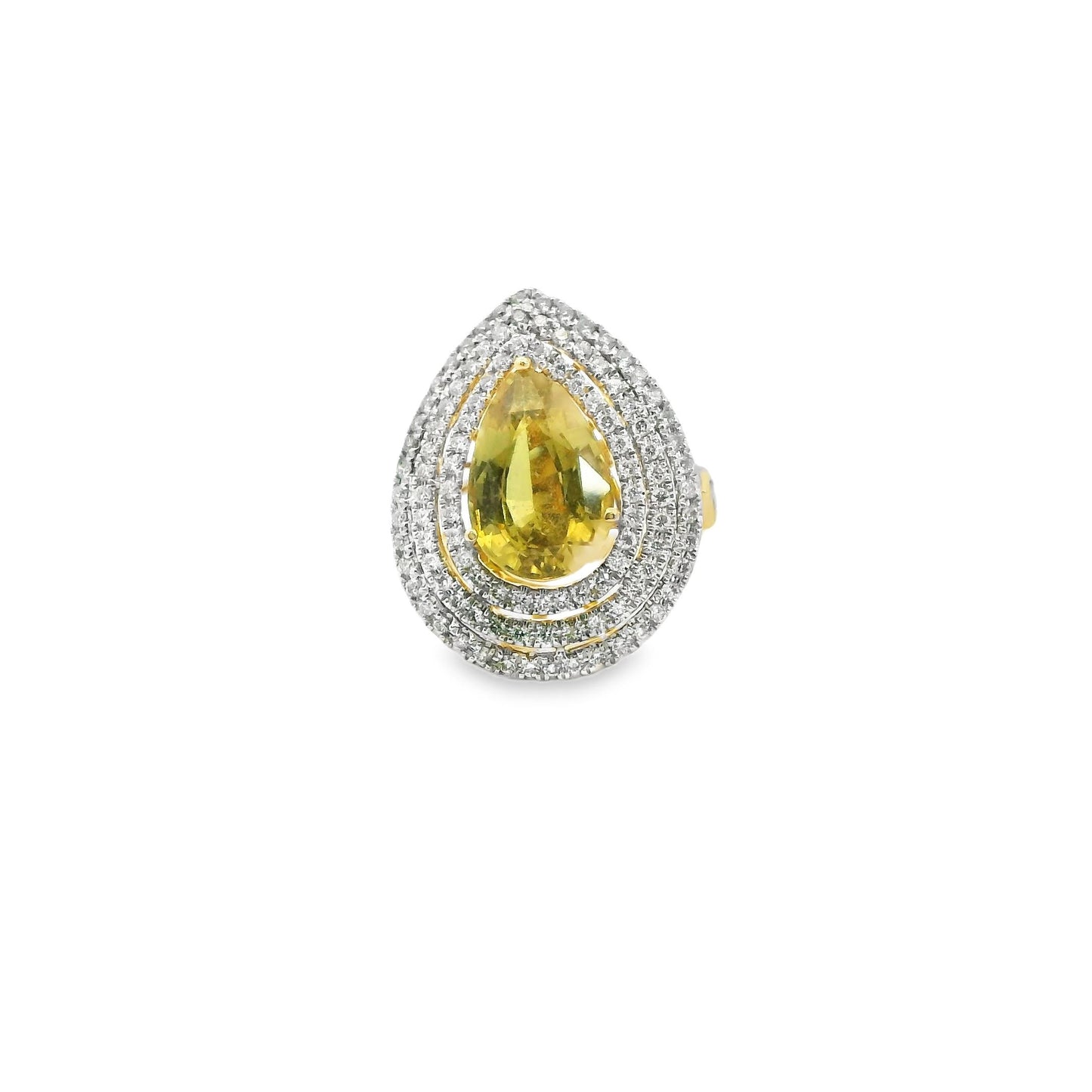 5.60ct. GIA Sapphire & 1.14cttw. White Diamond Halo Ring in 18k Yellow Gold 7US