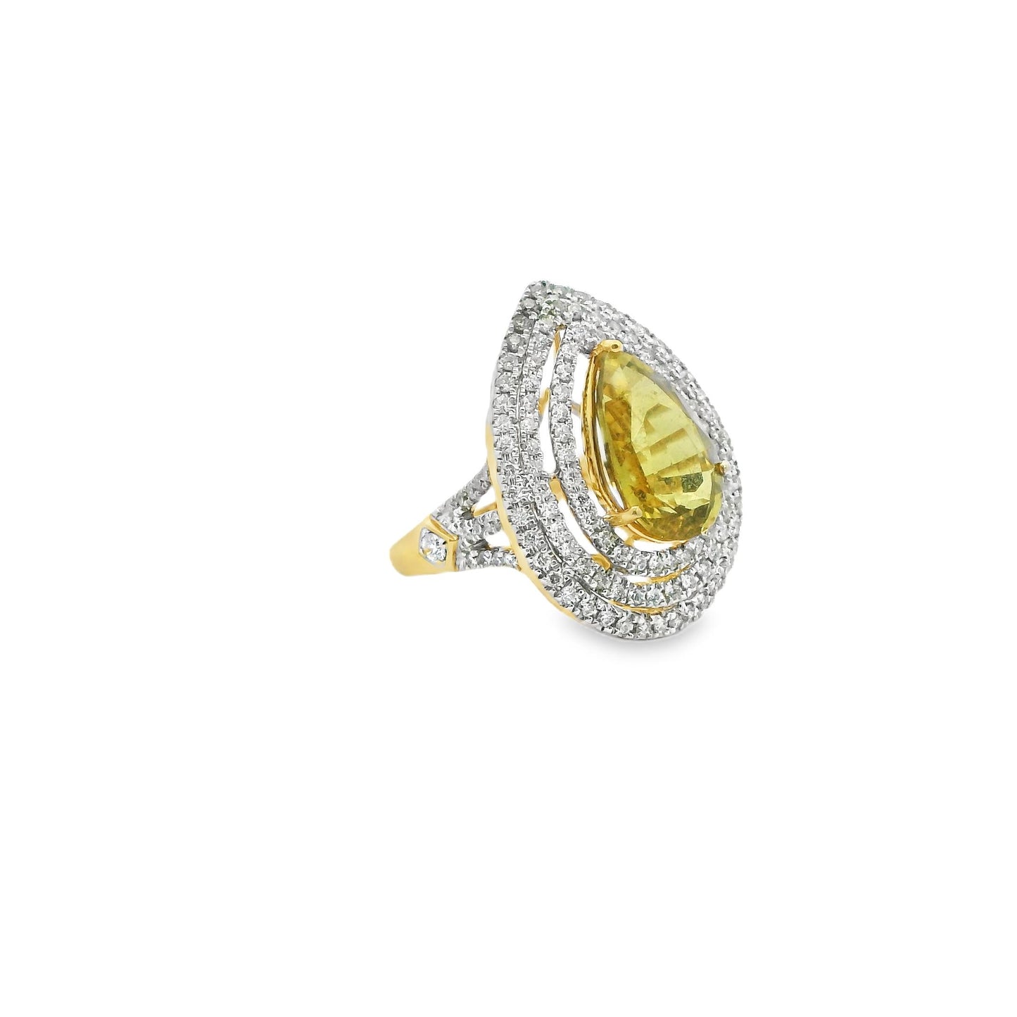 5.60ct. GIA Sapphire & 1.14cttw. White Diamond Halo Ring in 18k Yellow Gold 7US