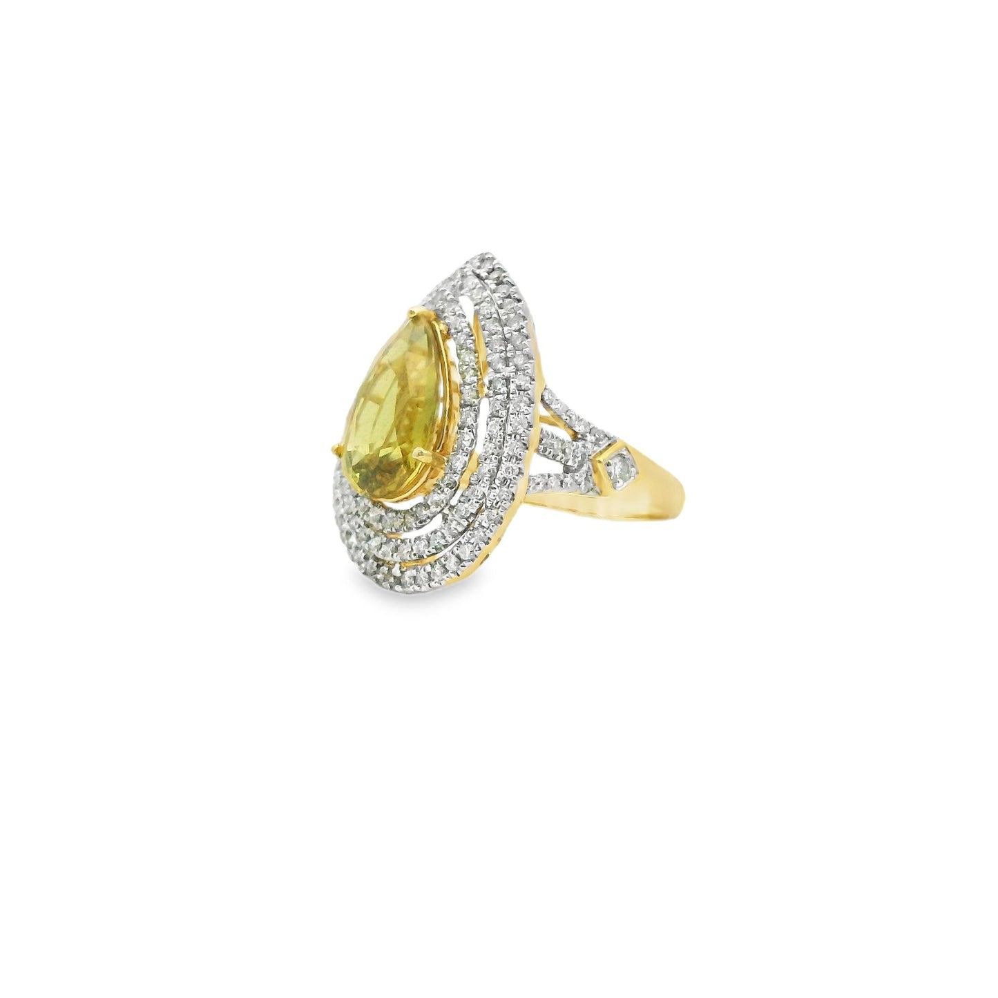 5.60ct. GIA Sapphire & 1.14cttw. White Diamond Halo Ring in 18k Yellow Gold 7US