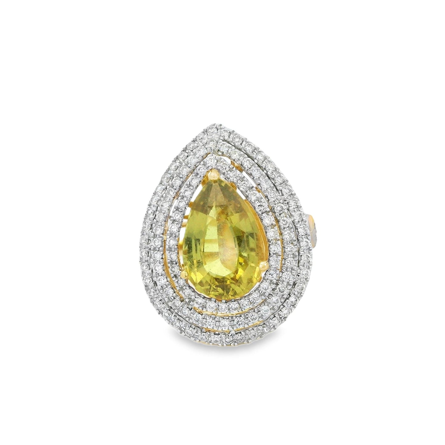 5.60ct. GIA Sapphire & 1.14cttw. White Diamond Halo Ring in 18k Yellow Gold 7US