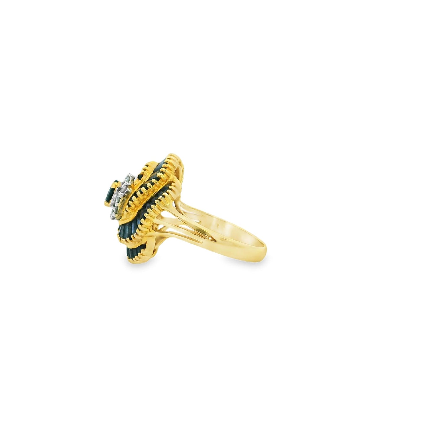 18k Yellow Gold Levian Sapphire & White Diamond Ring 6.5US 8.06