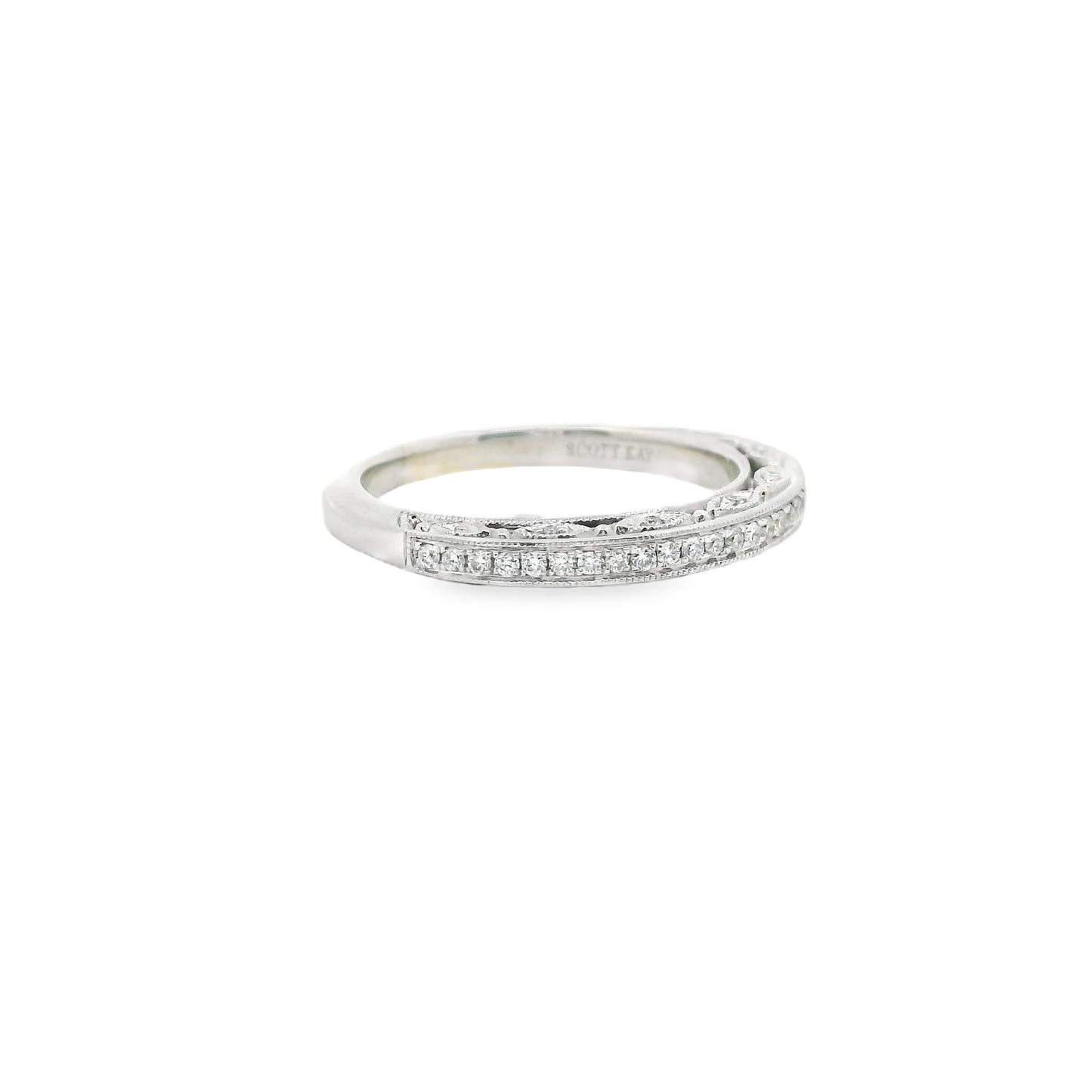 White Diamond Wedding Band in 14k White Gold 7US 3.90g.