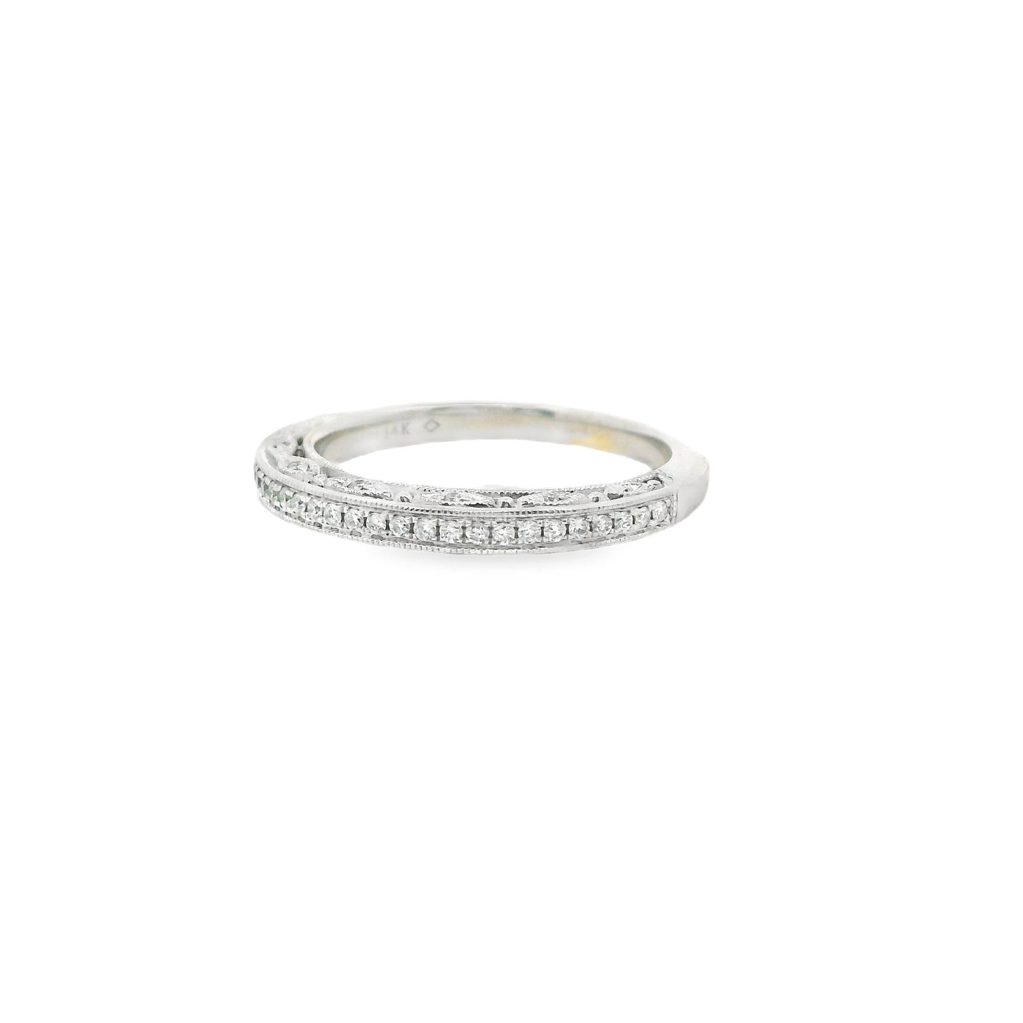 White Diamond Wedding Band in 14k White Gold 7US 3.90g.