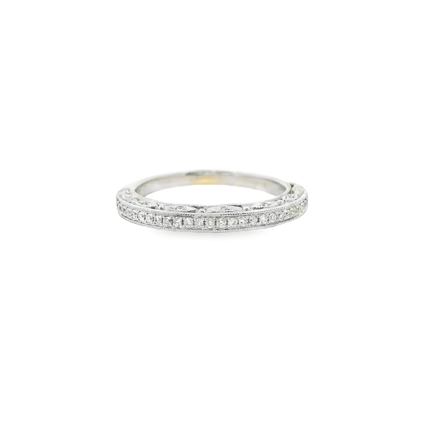 White Diamond Wedding Band in 14k White Gold 7US 3.90g.