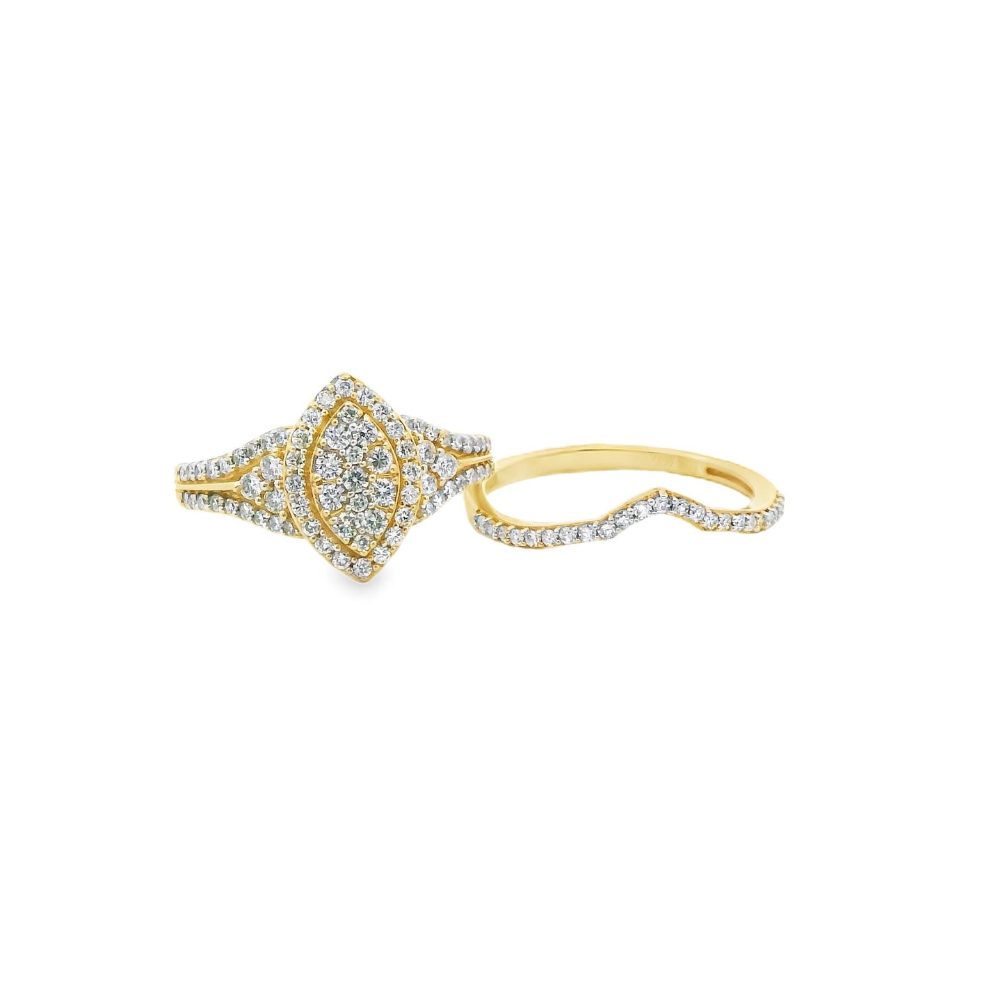 0.50cttw. White Diamond Stacking Engagement Rings & Wedding Band in 10K YG 7US