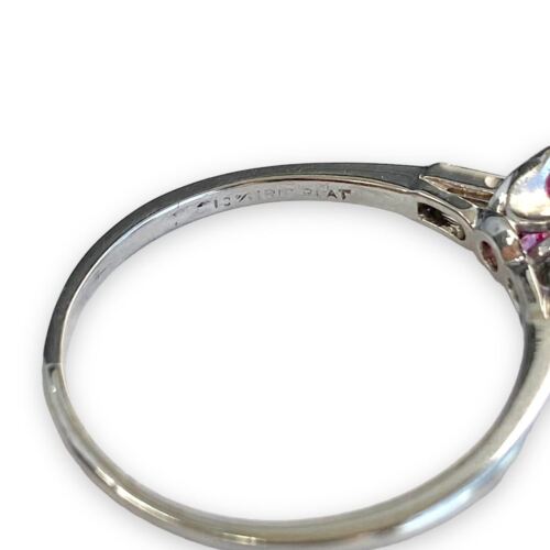 0.70ct Pink Spinel & Diamond Coctail 3 Stone Ring in Platinum