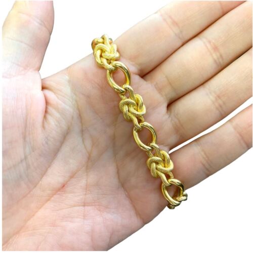 18k Yellow Gold Knot Link Thick Bracelet 8 Inch