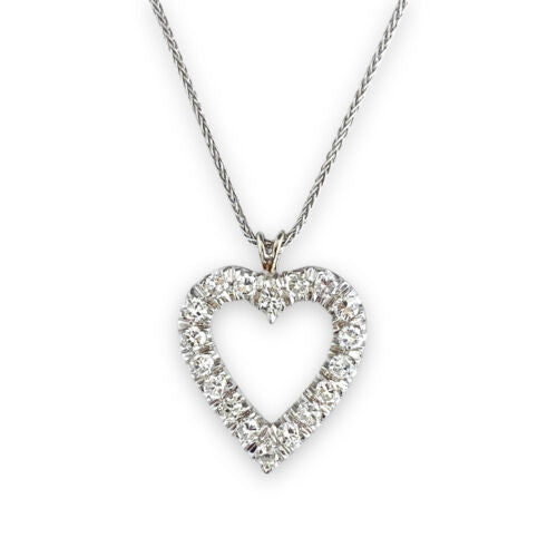 Diamond Heart Necklace 1.98ctw in 14k White Gold