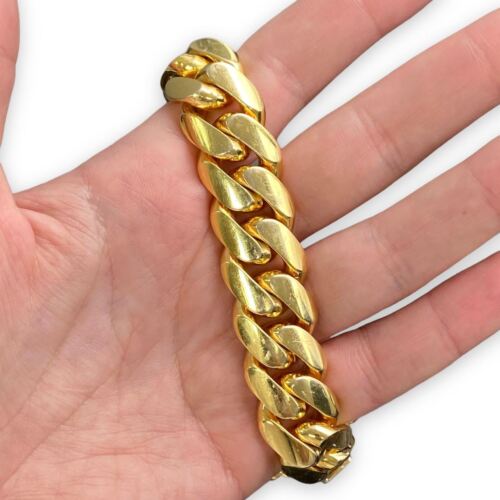 10k Yellow Solid Gold Wide Cuban Linkbracelet