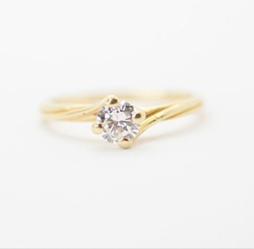 14k Yellow Gold Round Cut Diamond Engagement Ring in Twist Solitaire Setting 5us