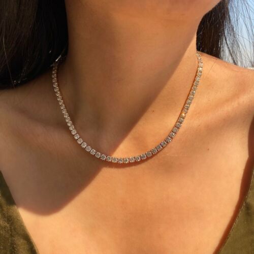 Diamond Tennis Necklace Chain 24.98cttw in 14k Rose Gold