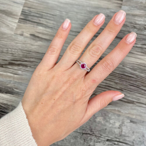 0.93ct Ruby Greenland Gia & Diamonds in Do Amore 14k White Gold Ring