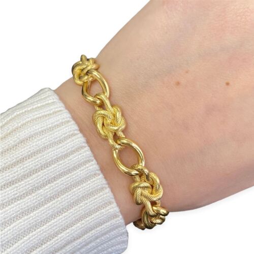 18k Yellow Gold Knot Link Thick Bracelet 8 Inch