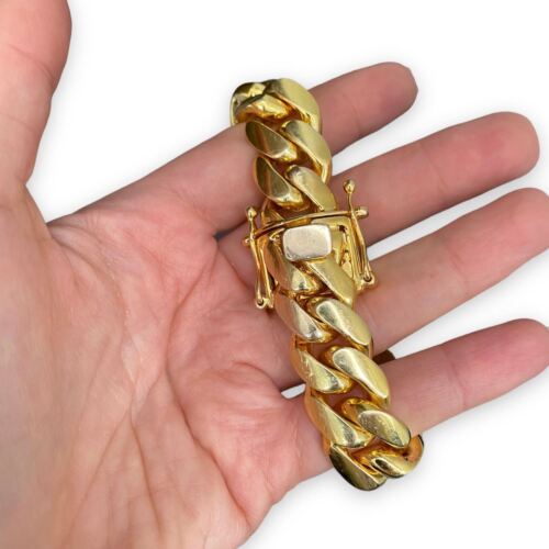 10k Yellow Solid Gold Wide Cuban Linkbracelet