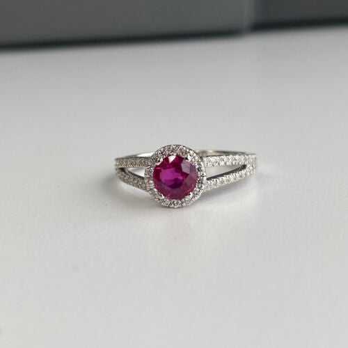 0.93ct Ruby Greenland Gia & Diamonds in Do Amore 14k White Gold Ring