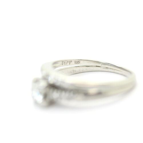 Platinum Round Cut Diamond Engagement and Wedding Band Set Ring 5.5us