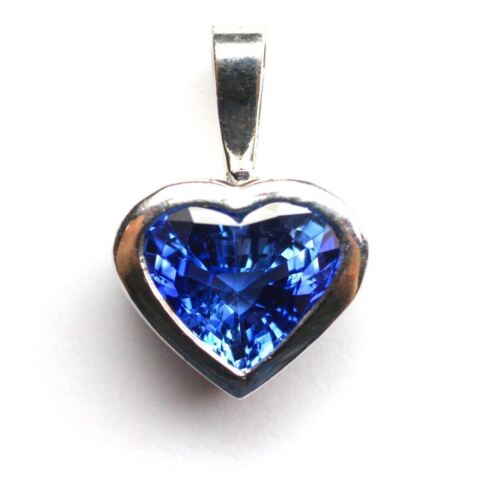 2 Carat Blue Sapphire Heart Bezel Set Pendant Gia Certified in Platinum