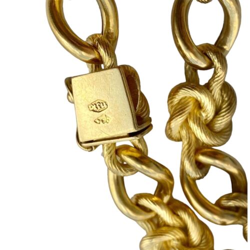 18k Yellow Gold Knot Link Thick Bracelet 8 Inch