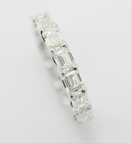 Women's Side Ways Emerald Cut Diamonds Eternity Band Ring in 18k White Gold 5.75