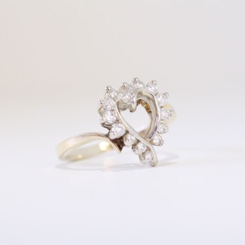 Ladies Heart Design Diamond Fashion Ring in 14k Yellow Gold 6.25