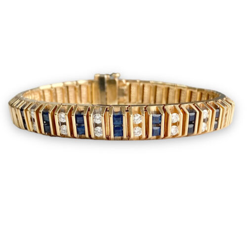 Sapphire & Diamond Bracelet in 14k Yellow Gold