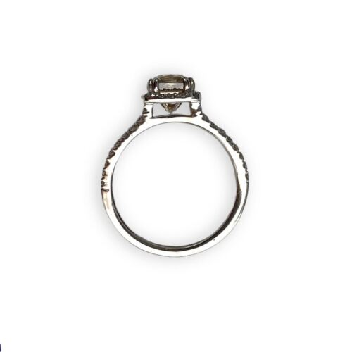 14k White Gold Fancy Yellowish Brown Radiant Diamond Engagement Coctail Ring