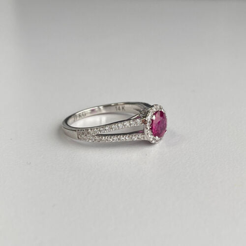 0.93ct Ruby Greenland Gia & Diamonds in Do Amore 14k White Gold Ring