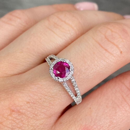 0.93ct Ruby Greenland Gia & Diamonds in Do Amore 14k White Gold Ring