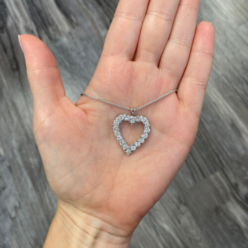 Diamond Heart Necklace 1.98ctw in 14k White Gold