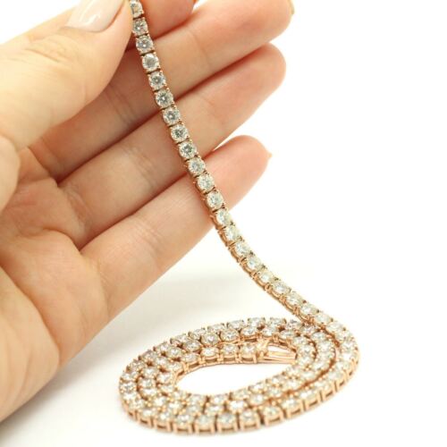 Diamond Tennis Necklace Chain 24.98cttw in 14k Rose Gold