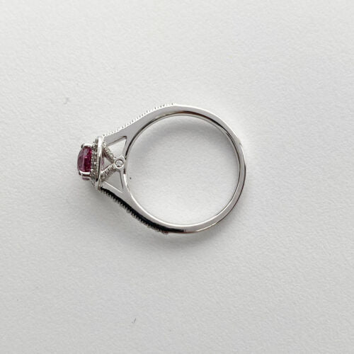 1.54 Pink Spinel With Diamond Halo Ring in 14k White Gold