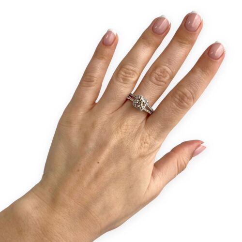 14k White Gold Fancy Yellowish Brown Radiant Diamond Engagement Coctail Ring