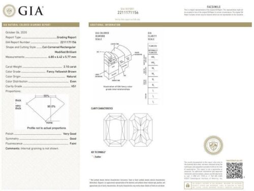14k White Gold Fancy Yellowish Brown Radiant Diamond Engagement Coctail Ring