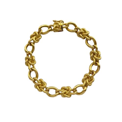 18k Yellow Gold Knot Link Thick Bracelet 8 Inch