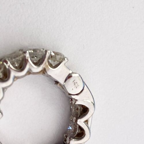 14k White Gold Diamond Inside Out Hoop Earrings 2.71 CTTW 0.75 Inch