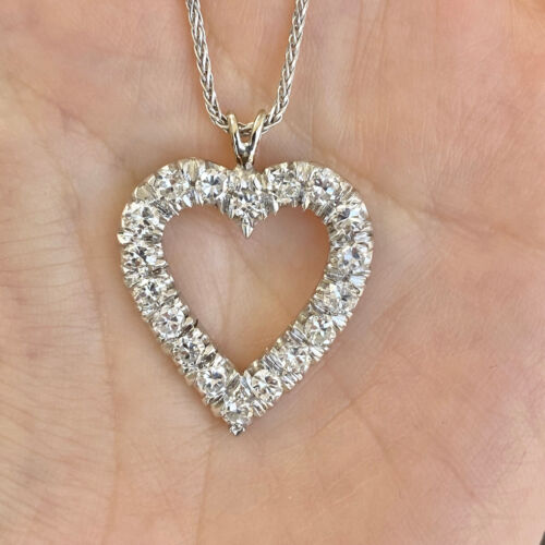 Diamond Heart Necklace 1.98ctw in 14k White Gold