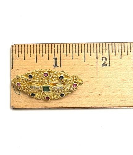 Estate Vintage Gemstones and Diamonds Clip on Earrings in 18k Yellow Gold 15.3