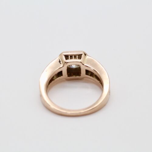 Vintage Filigree Princess Cut Diamond Halo Engagement Ring in 14k Rose Gold