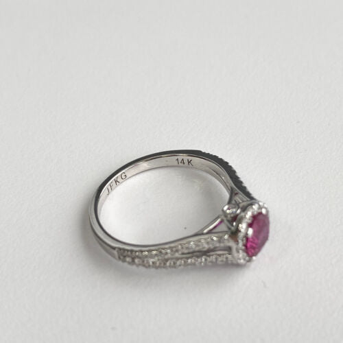 0.93ct Ruby Greenland Gia & Diamonds in Do Amore 14k White Gold Ring