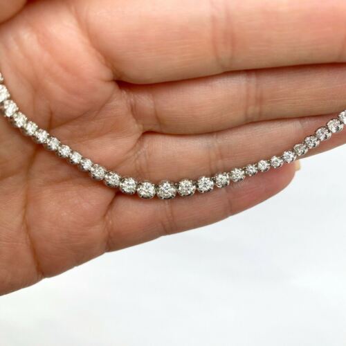 14k Gold Natural Diamond Graduated Tennis Riviera Illusion Necklace Halfway