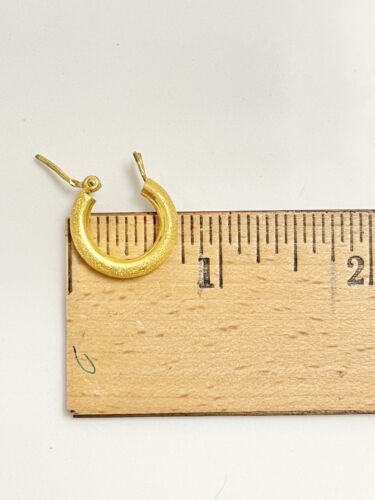 18k Yellow Gold Hoops Sand Brush Finish Earrings 8.09grs