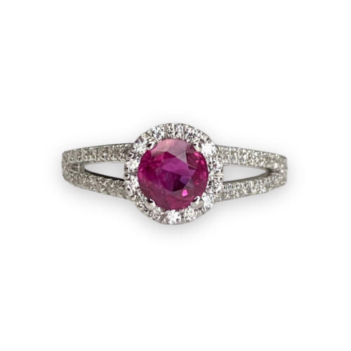 0.93ct Ruby Greenland Gia & Diamonds in Do Amore 14k White Gold Ring