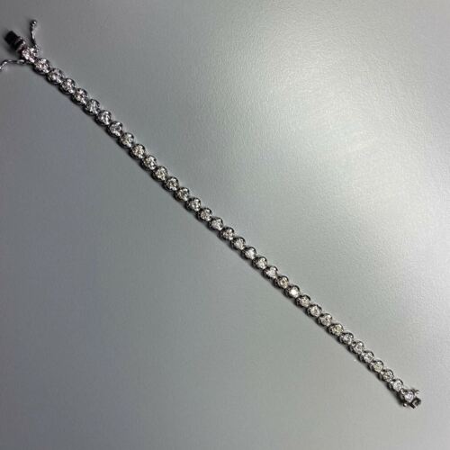 14k White Gold Diamond Illusion Tennis Bracelet 4.35 CTW