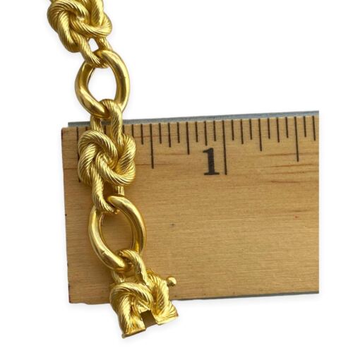 18k Yellow Gold Knot Link Thick Bracelet 8 Inch