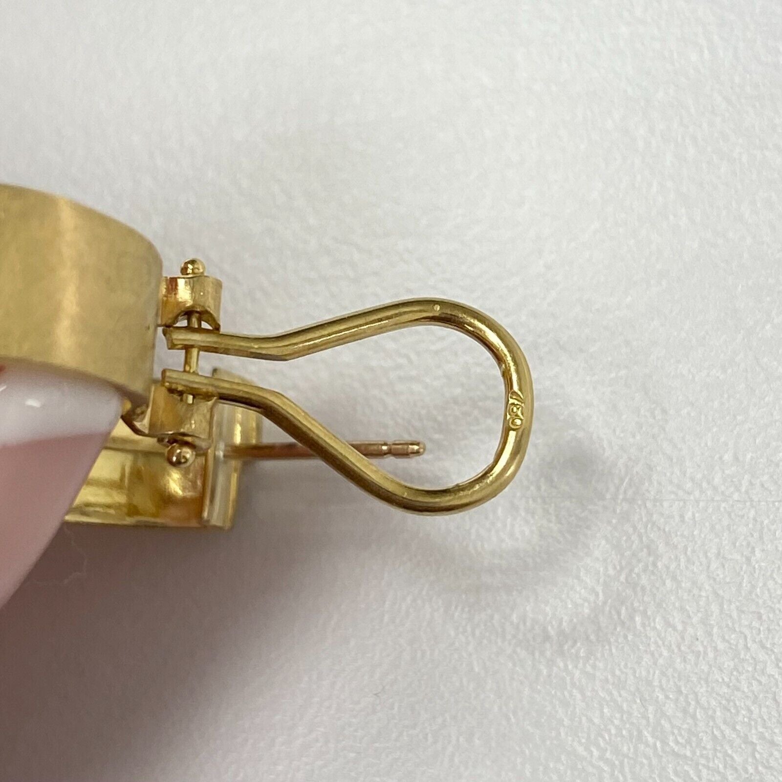 Vintage 18k Gold Brushed Wide Hoop Huggies Earrings