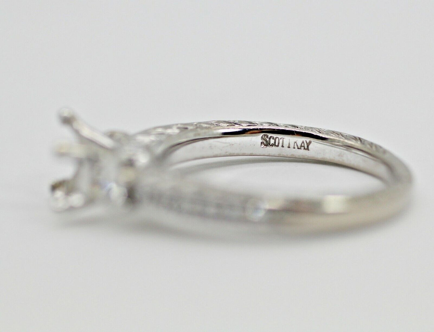 19K WHITE GOLD SCOTT KAY SEMI MOUNT RING 0.49CTW G VS1 5US, FIT. RD 6.3 - 6.6mm