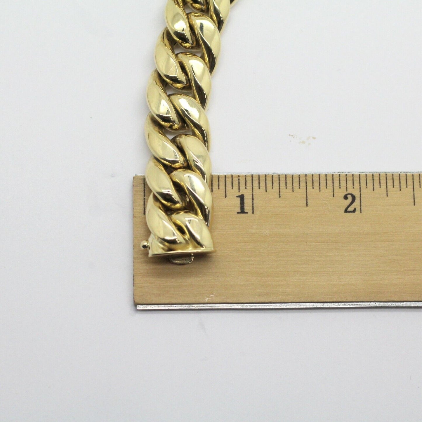 18k Yellow Gold Hollow Cuban Graduated Choker Chain Necklace