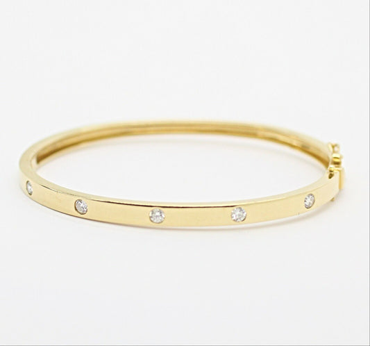 Bangle Bracelet With Diamonds in 14k Yellow Gold 11.5grs 7"