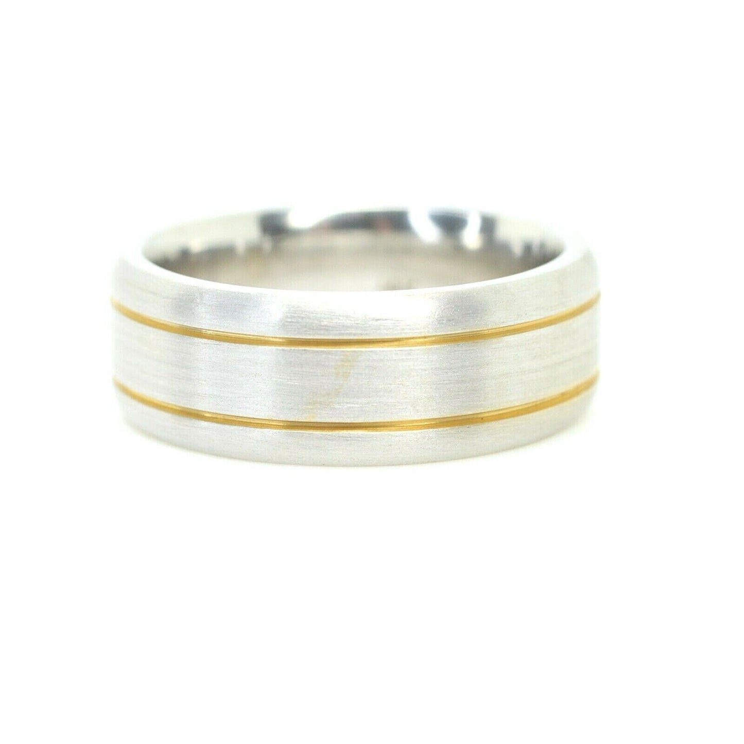 7mm Men's Matte Finish Wedding Band Ring in 14k Two Tone Gold